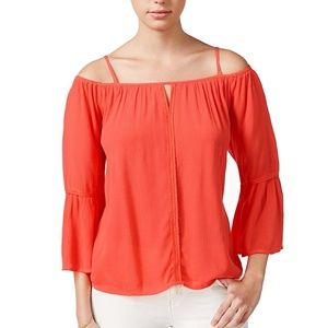 NWT STOOSH Off Shoulder Coral pink Blouse top Jrs XL juniors or women L